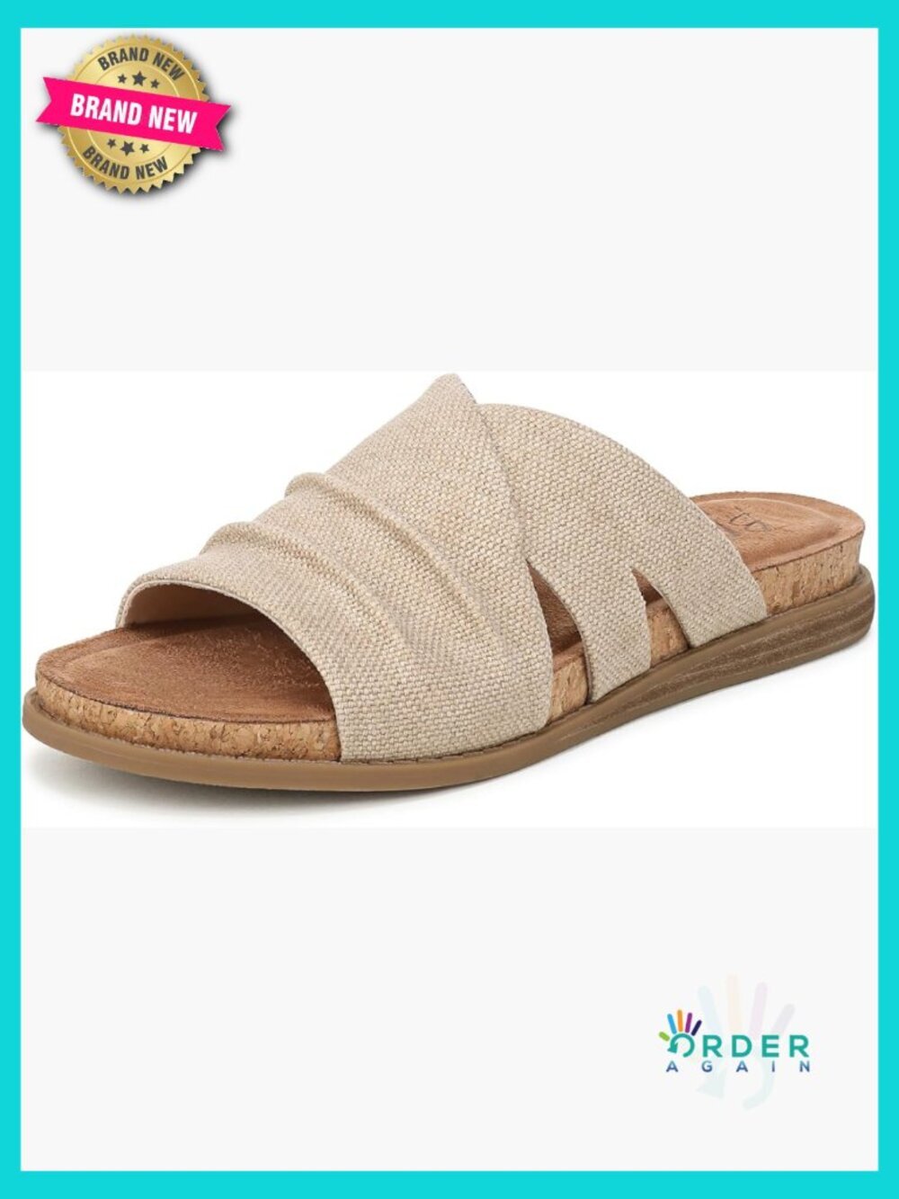 Slide Sandals Cork Footbed Easy Slip On Casual Chic Minimalist